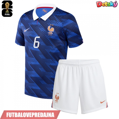 Lacne Dětský Futbalové dres Francúzsko Eduardo Camavinga #6 MS 2026 Krátky Rukáv - Domáci (+ trenírky)